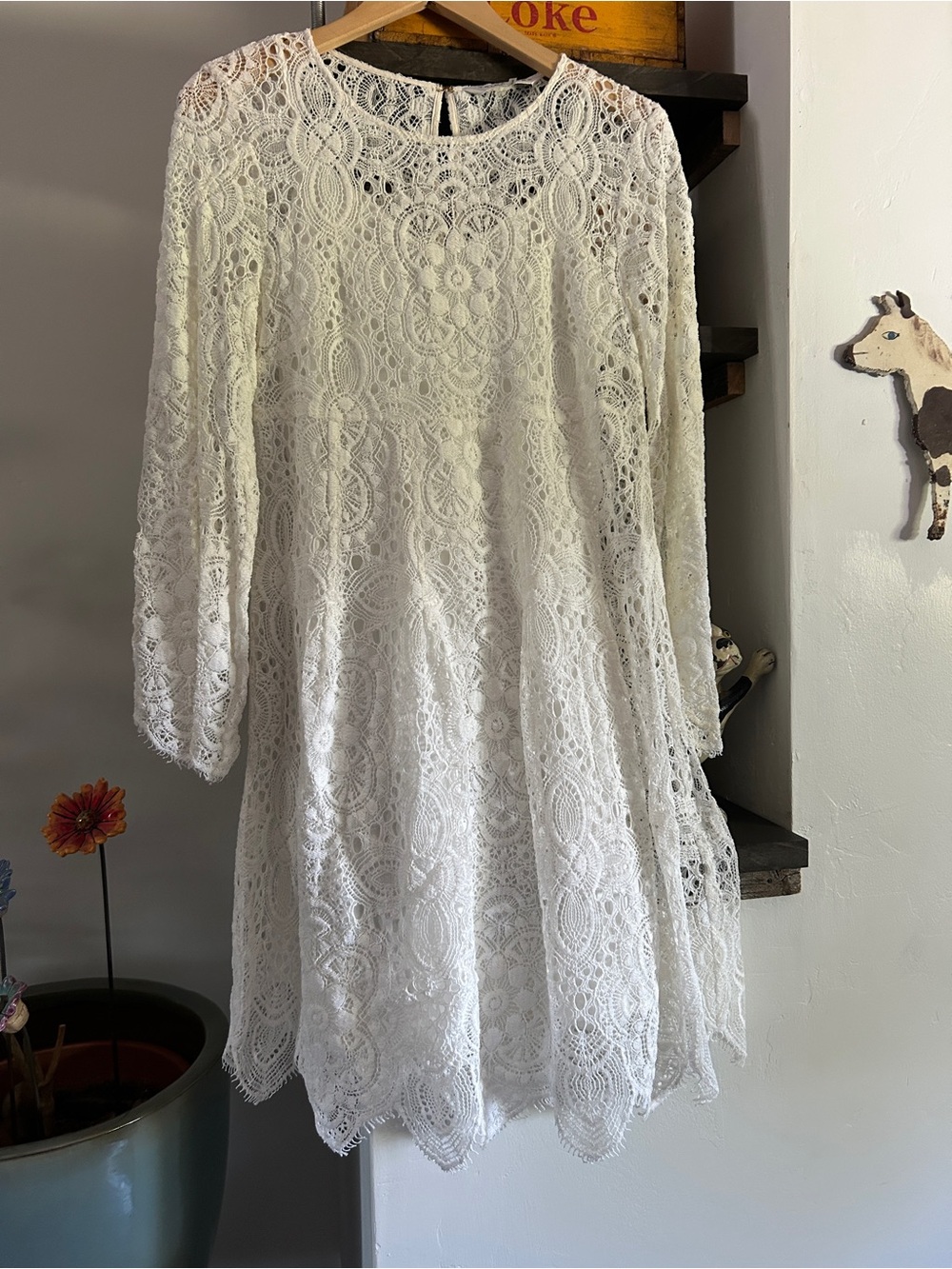 Trina Turk White Crochet Lace Shift Dress